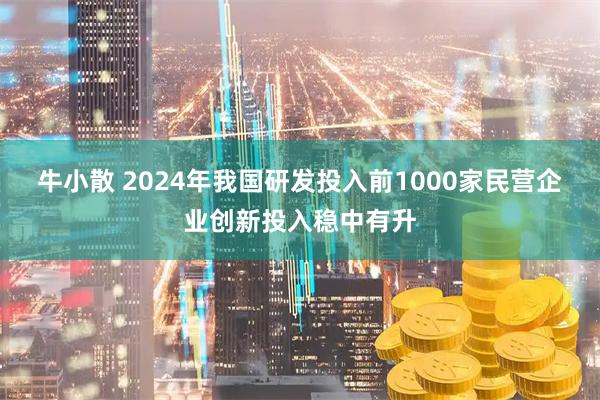 牛小散 2024年我国研发投入前1000家民营企业创新投入稳中有升